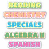 Aesthetic Drop Shadow School Subject Stickers シール (正面)