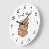Aesthetic Elegant Book Nerd Gift Minimal Stylish ラージ壁時計 (傾斜)