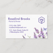 Aesthetic Elegant Lavender Floral Soft Watercolor  名刺 (裏面)