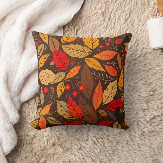 Aesthetic Fall Leaf Pattern クッション (ブランケット)