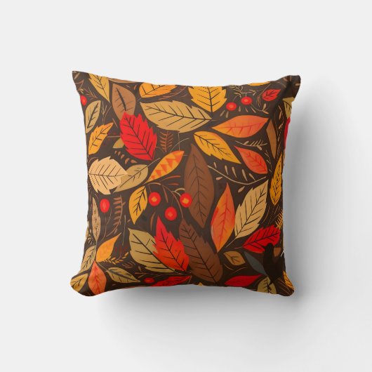 Aesthetic Fall Leaf Pattern クッション (正面)