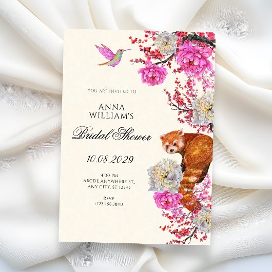 Aesthetic flora fauna spring bridal shower 招待状