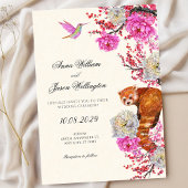 Aesthetic flora fauna spring wedding 招待状