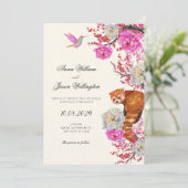 Aesthetic flora fauna spring wedding 招待状 (スタンド正面)