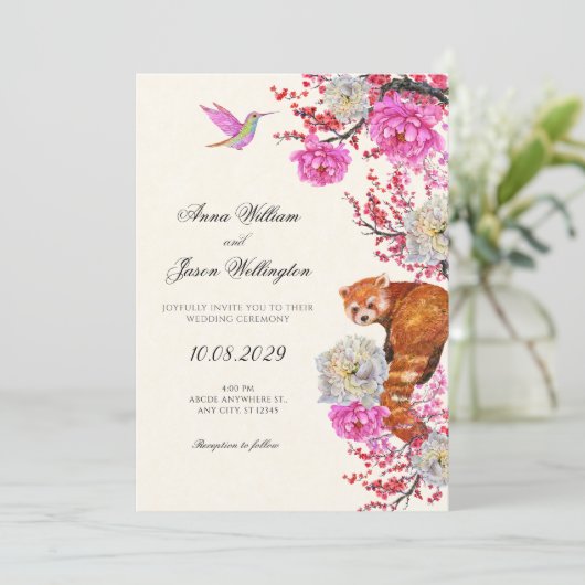 Aesthetic flora fauna spring wedding 招待状 (スタンド正面)