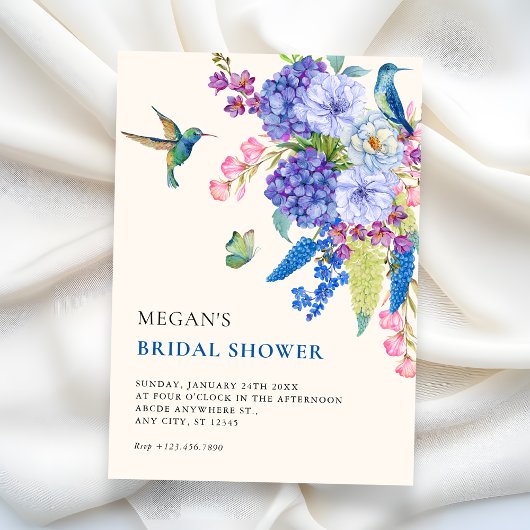 Aesthetic floral bird elegant bridal shower 招待状