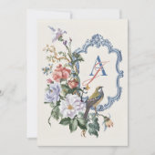 Aesthetic Floral bird wedding 招待状 (正面)