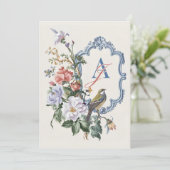 Aesthetic Floral bird wedding 招待状 (スタンド正面)