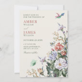 Aesthetic Floral bird wedding 招待状 (裏面)