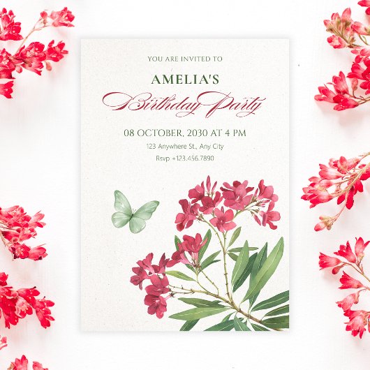 Aesthetic floral birthday 招待状