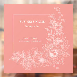 Aesthetic Floral Border Beauty Salon Peach Sign ウィンドウサイン