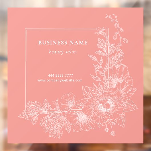 Aesthetic Floral Border Beauty Salon Peach Sign ウィンドウサイン (シート2)