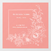 Aesthetic Floral Border Beauty Salon Peach Sign ウィンドウサイン (シート)