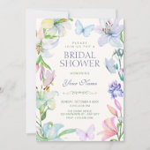 Aesthetic Floral butterflies bridal shower 招待状 (正面)