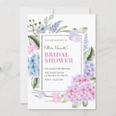 Aesthetic Floral hydrangea bridal shower 招待状 (正面)