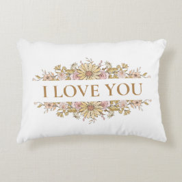 Aesthetic Floral "Love You" Pillow – Front & Back  アクセントクッション
