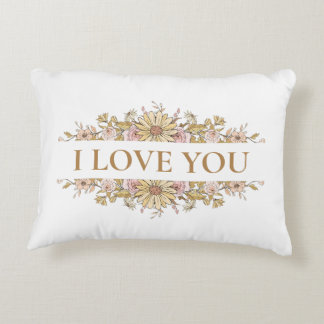 Aesthetic Floral "Love You" Pillow – Front & Back  アクセントクッション