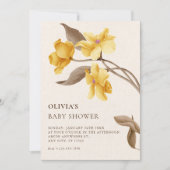 Aesthetic floral minimalist elegant baby shower 招待状 (正面)