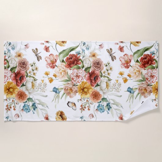 Aesthetic floral  shower curtain beach towel ビーチタオル (正面)