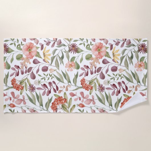 Aesthetic floral  shower curtain beach towel ビーチタオル (正面)