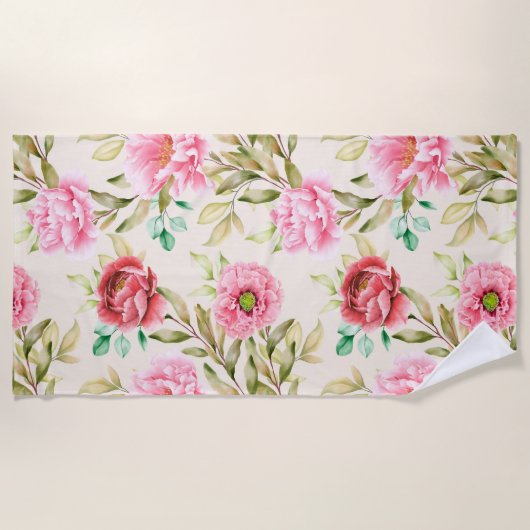 Aesthetic floral  shower curtain beach towel ビーチタオル (正面)