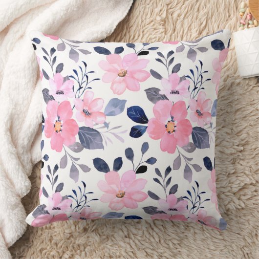 Aesthetic Floral Throw Pillow クッション (ブランケット)