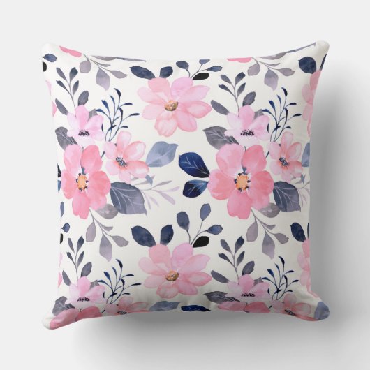 Aesthetic Floral Throw Pillow クッション (裏面)