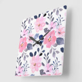 Aesthetic Floral Wall Clock スクエア壁時計 (傾斜)