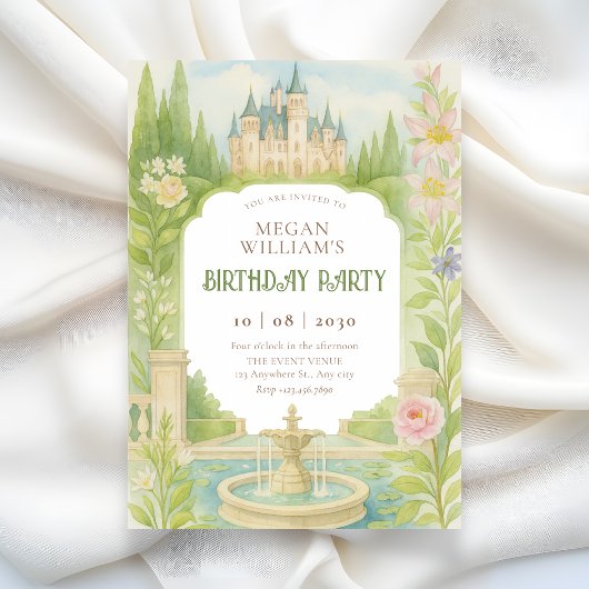 Aesthetic garden castle birthday 招待状