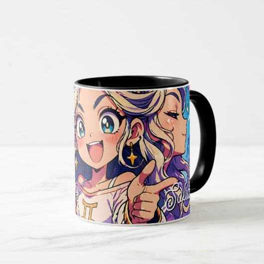 Aesthetic Gemini Anime Custom Combo Mug マグカップ (正面右)