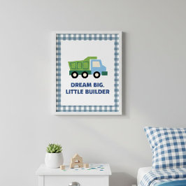 Aesthetic Gingham Border Construction Nursery Wall ポスター
