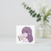 Aesthetic Girl Sticker – Book Lover Art  スクエア名刺 (スタンド正面)
