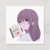 Aesthetic Girl Sticker – Book Lover Art  スクエア名刺 (正面)
