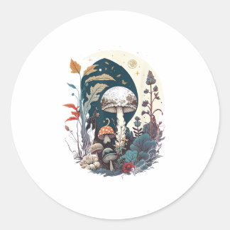 Aesthetic Goblincore Cottagecore Mushroom Botanica ラウンドシール