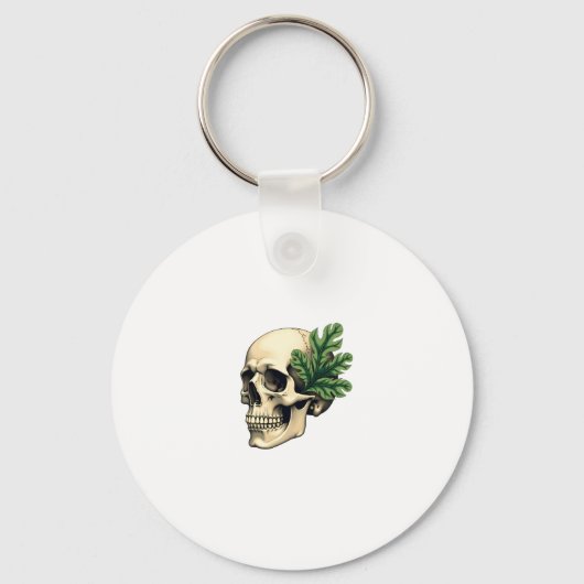 Aesthetic Goth Grunge Skull Tropical Monstera Leaf キーホルダー (正面)