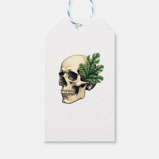 Aesthetic Goth Grunge Skull Tropical Monstera Leaf ギフトタグ (正面)
