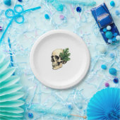 Aesthetic Goth Grunge Skull Tropical Monstera Leaf ペーパープレート (パーティー)