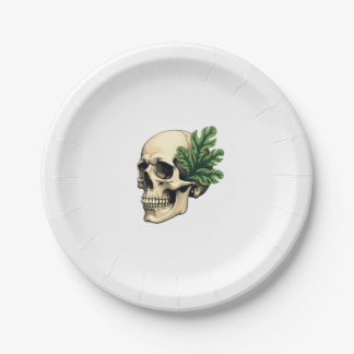 Aesthetic Goth Grunge Skull Tropical Monstera Leaf ペーパープレート
