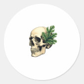 Aesthetic Goth Grunge Skull Tropical Monstera Leaf ラウンドシール (正面)