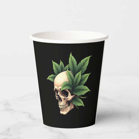 Aesthetic Goth Grunge Skull Tropical Monstera Leaf 紙コップ (正面)
