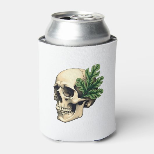 Aesthetic Goth Grunge Skull Tropical Monstera Leaf 缶クーラー (缶正面)