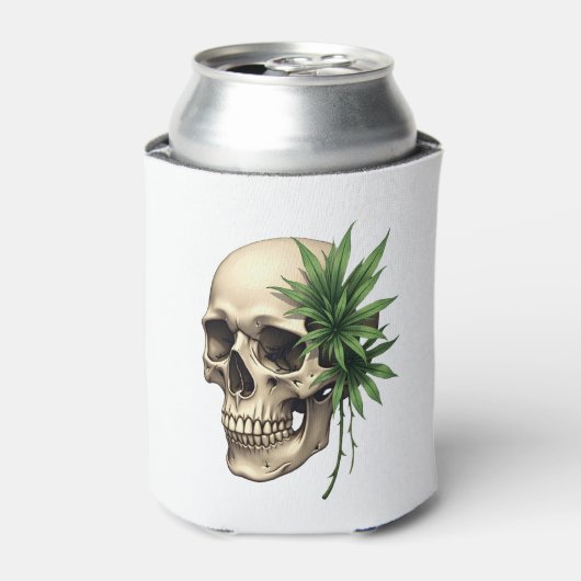 Aesthetic Goth Grunge Skull Tropical Monstera Leaf 缶クーラー (缶正面)