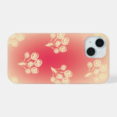 Aesthetic gradient with flowers iPhone 15ケース (裏面横)