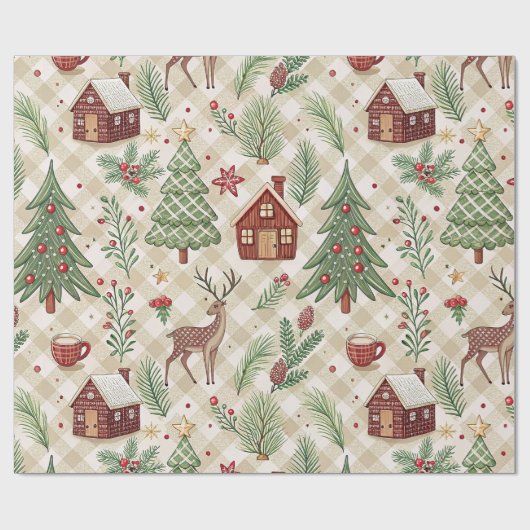 Aesthetic Holiday Checkered Wrapping Paper ラッピングペーパー (フラット)