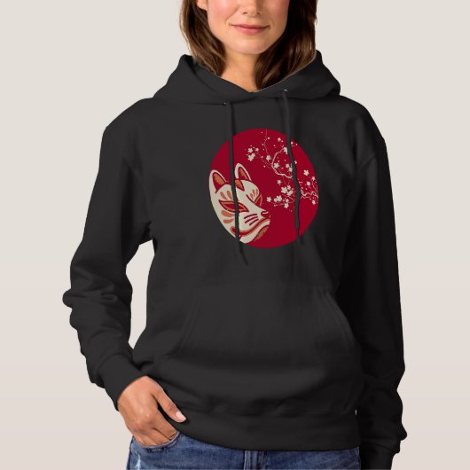 Aesthetic Japanese Fox Kitsune Mask パーカ (正面)
