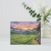 Aesthetic Japanese Summer Sunset Postcard ポストカード (スタンド正面)