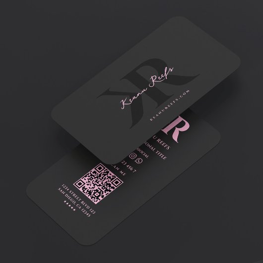 Aesthetic K R Initials Monogram Black Pink 名刺
