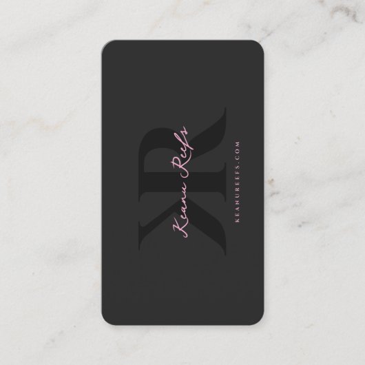 Aesthetic K R Initials Monogram Black Pink 名刺 (正面)