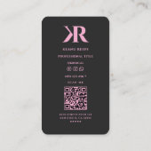 Aesthetic K R Initials Monogram Black Pink 名刺 (裏面)