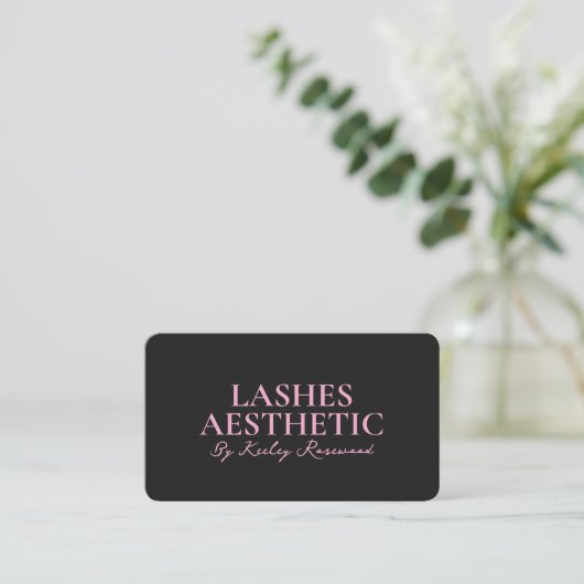  Aesthetic Lashes Makeup Artist Pink Black 名刺 (スタンド正面)